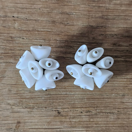 Late 1950s milk glass conical bead cluster clip-on earrings