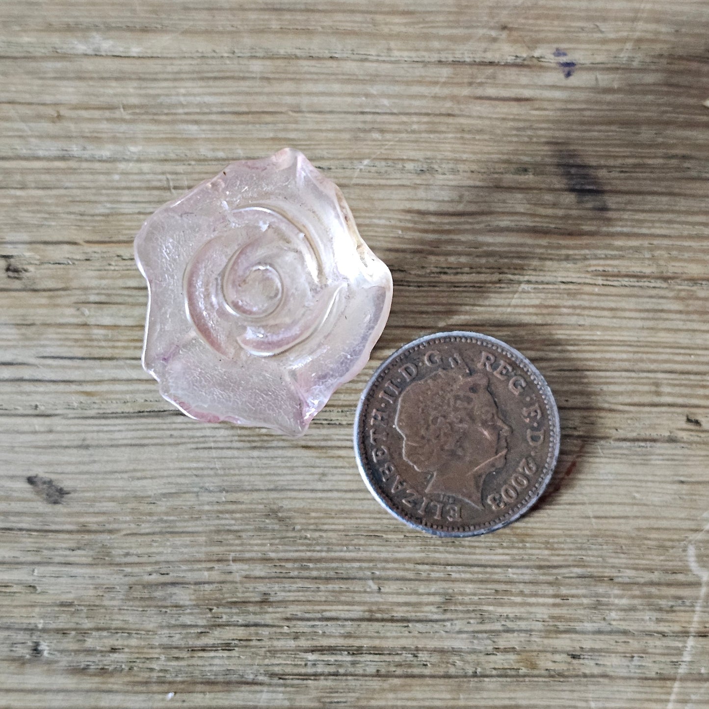 1960s translucent pink resin rose clip-on earrings