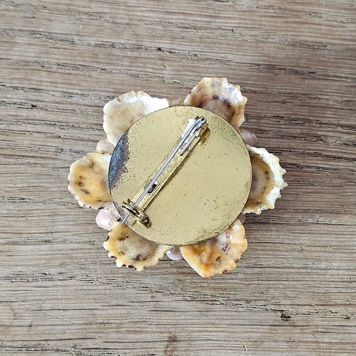 1950s hand-painted miniature shell cluster brooch