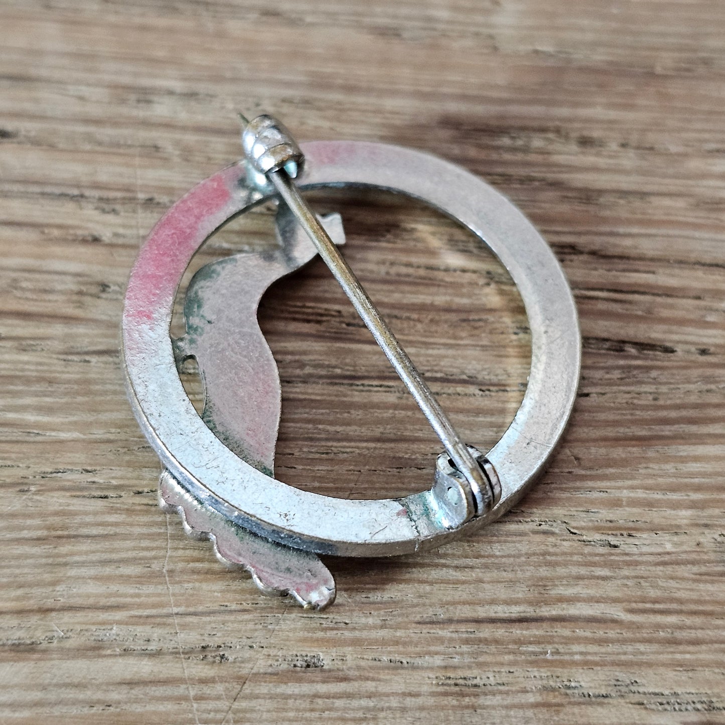 Art Deco marcasite circle peacock brooch