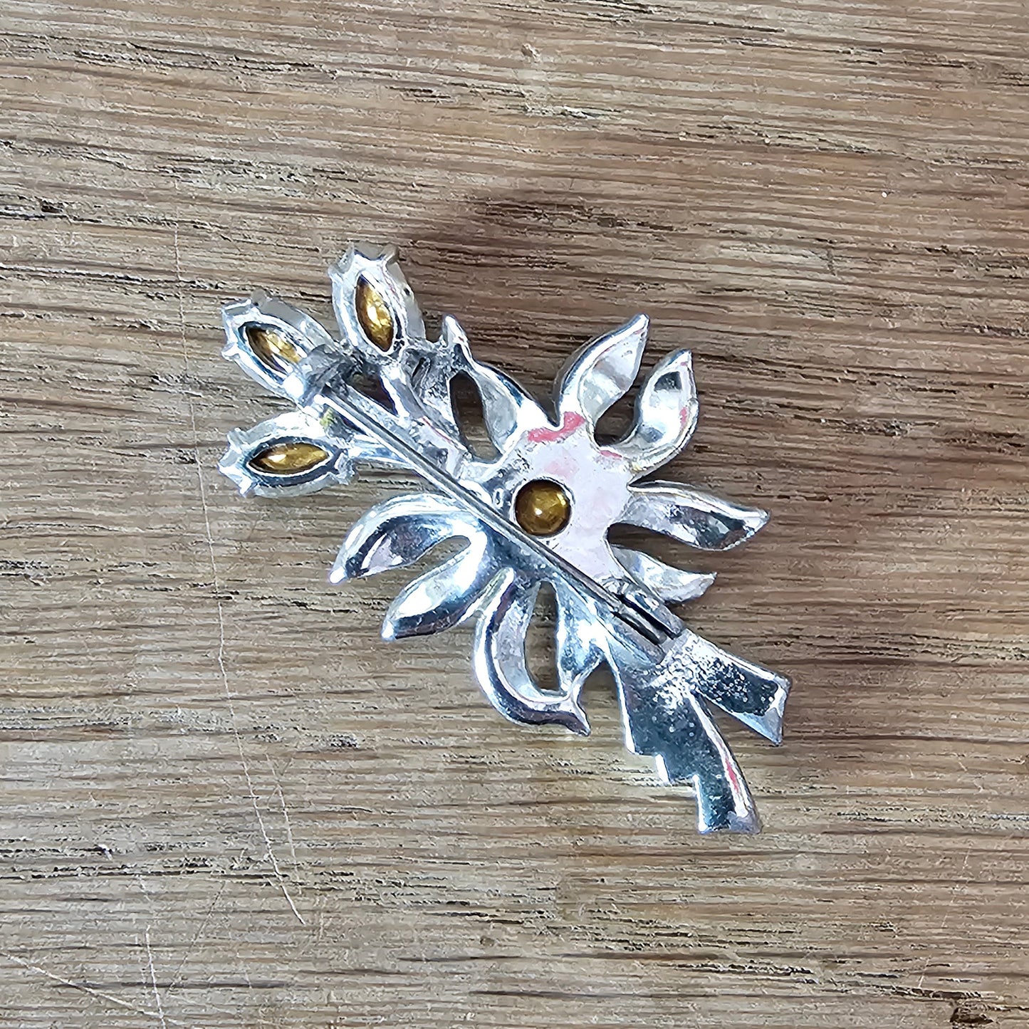 Late 1930s Art Deco rhinestone floral spray brooch