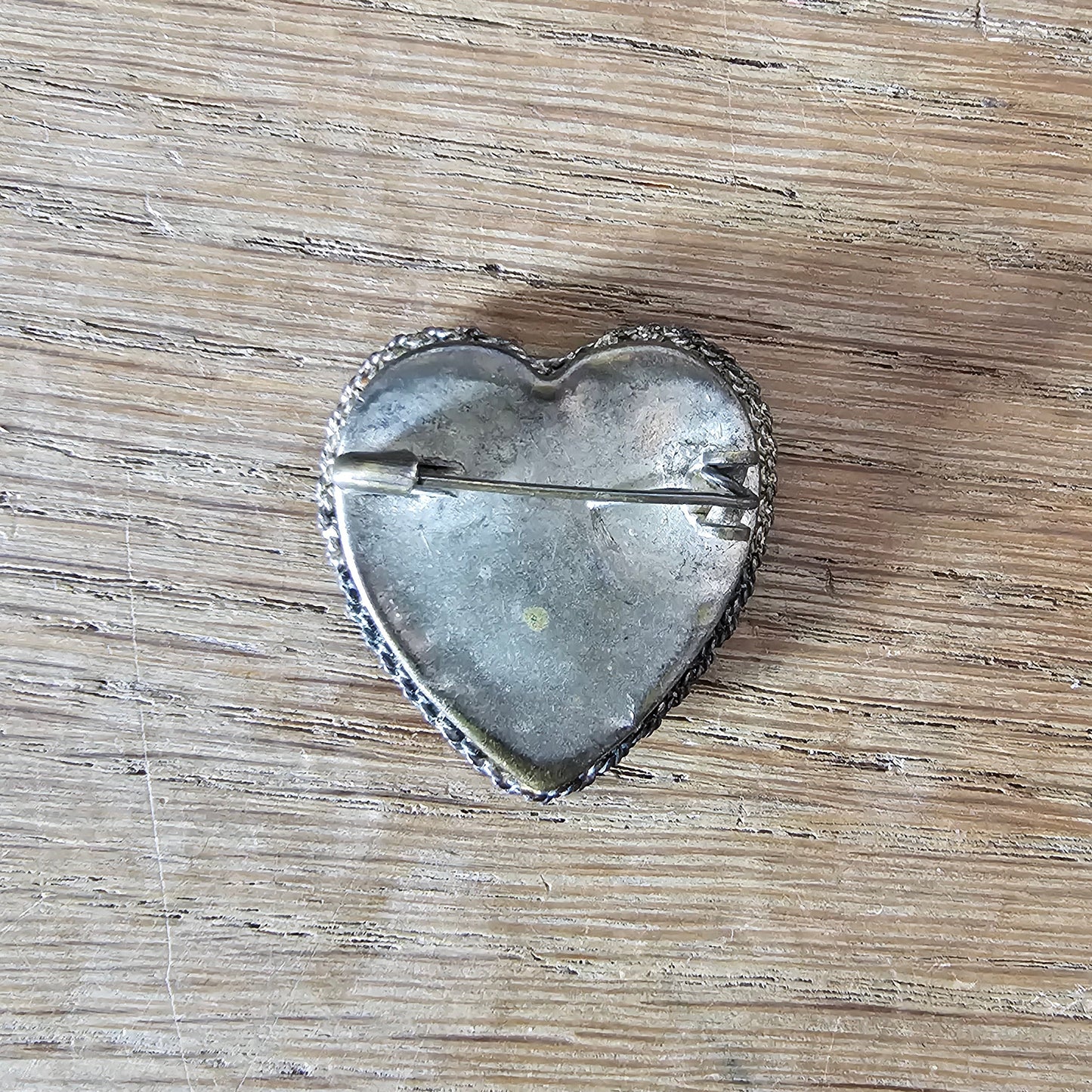 Mid-century Italian micro mosaic heart ROMA souvenir brooch