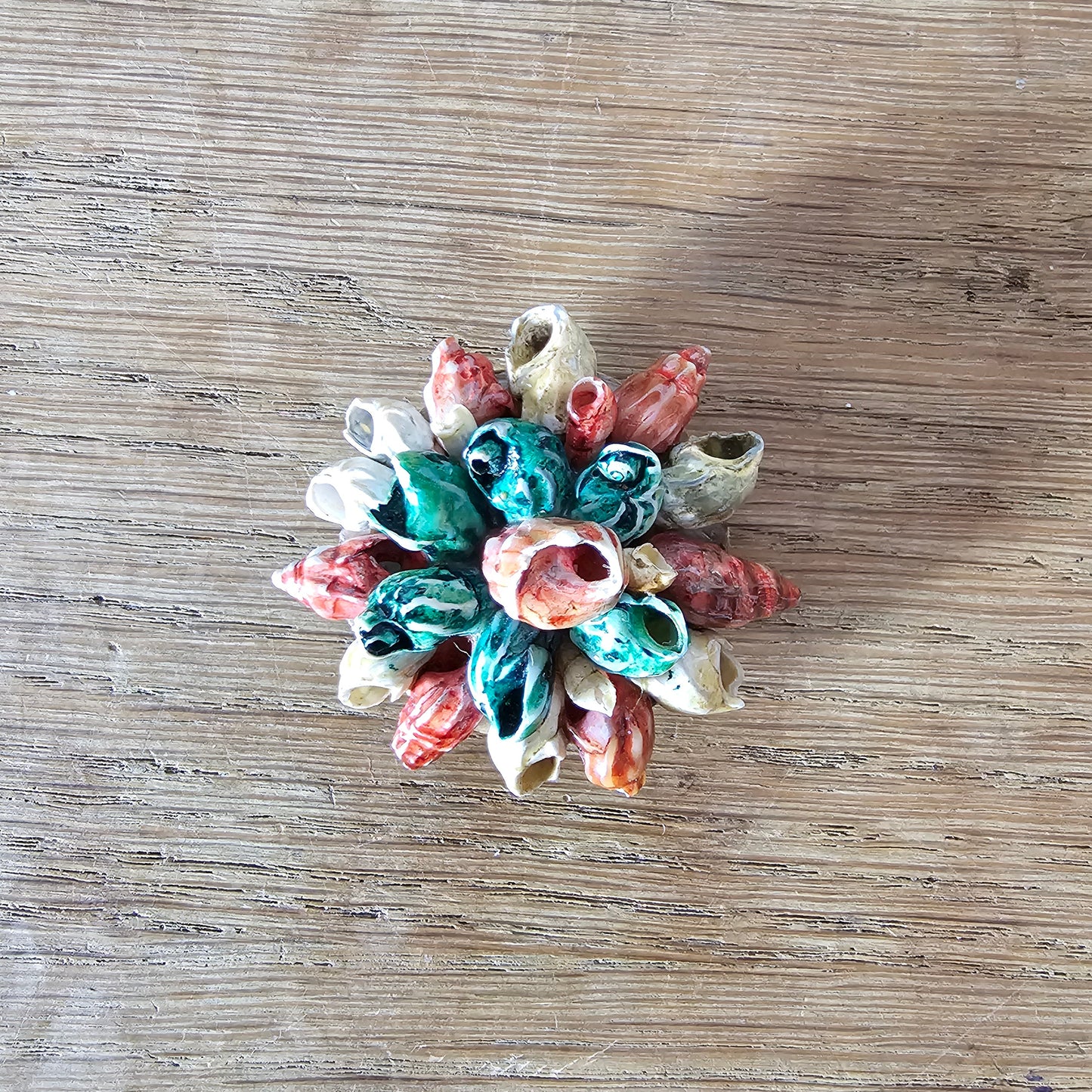 1940s/50s hand-painted shell floral cluster brooch