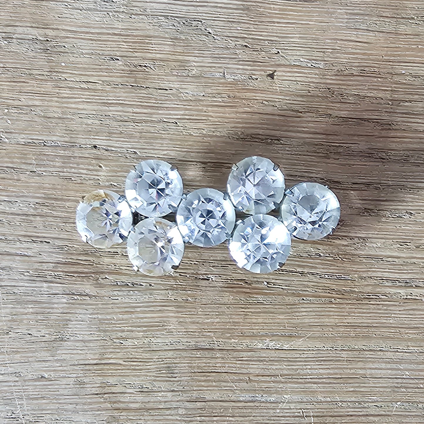 Victorian seven-stone faceted crystal cluster brooch