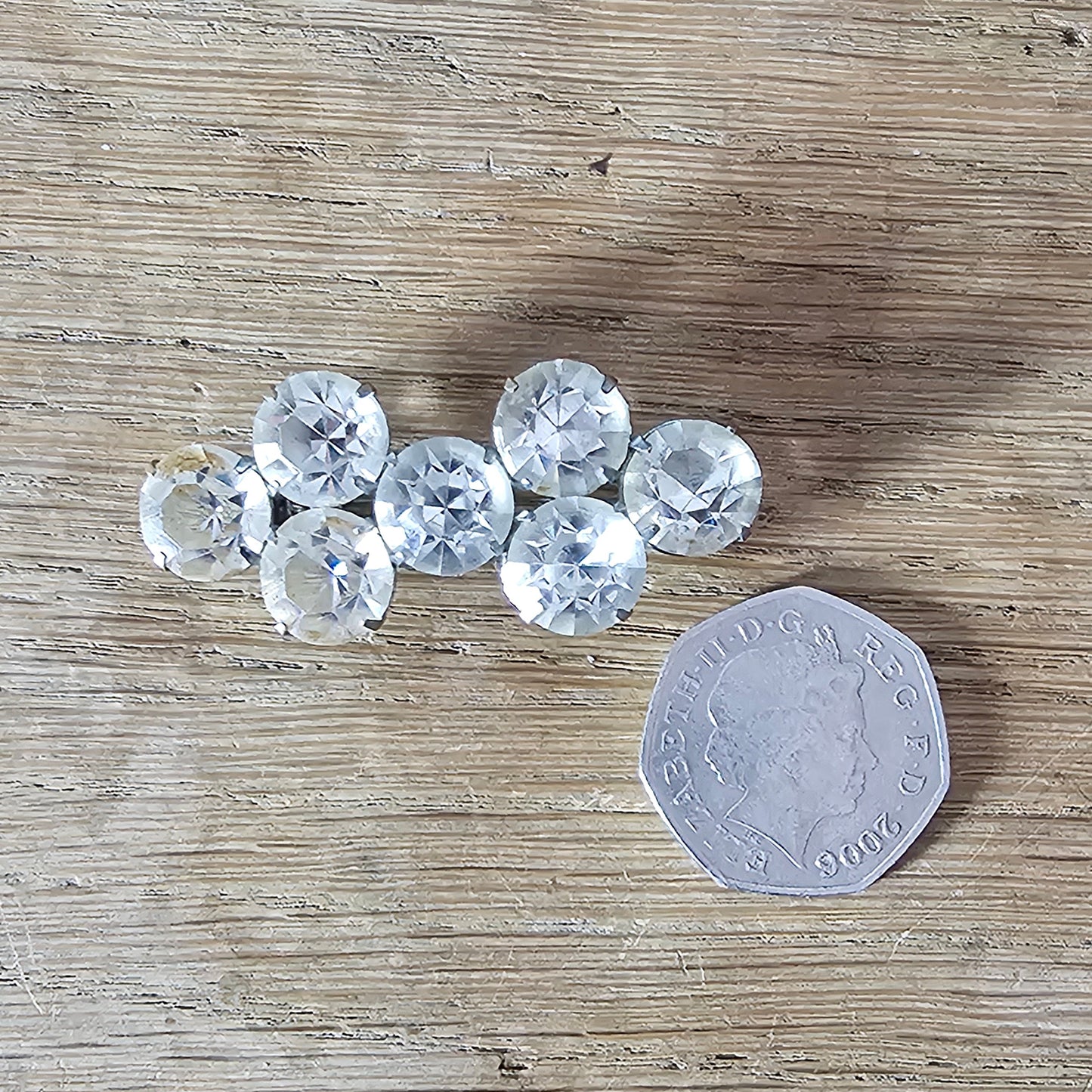 Victorian seven-stone faceted crystal cluster brooch