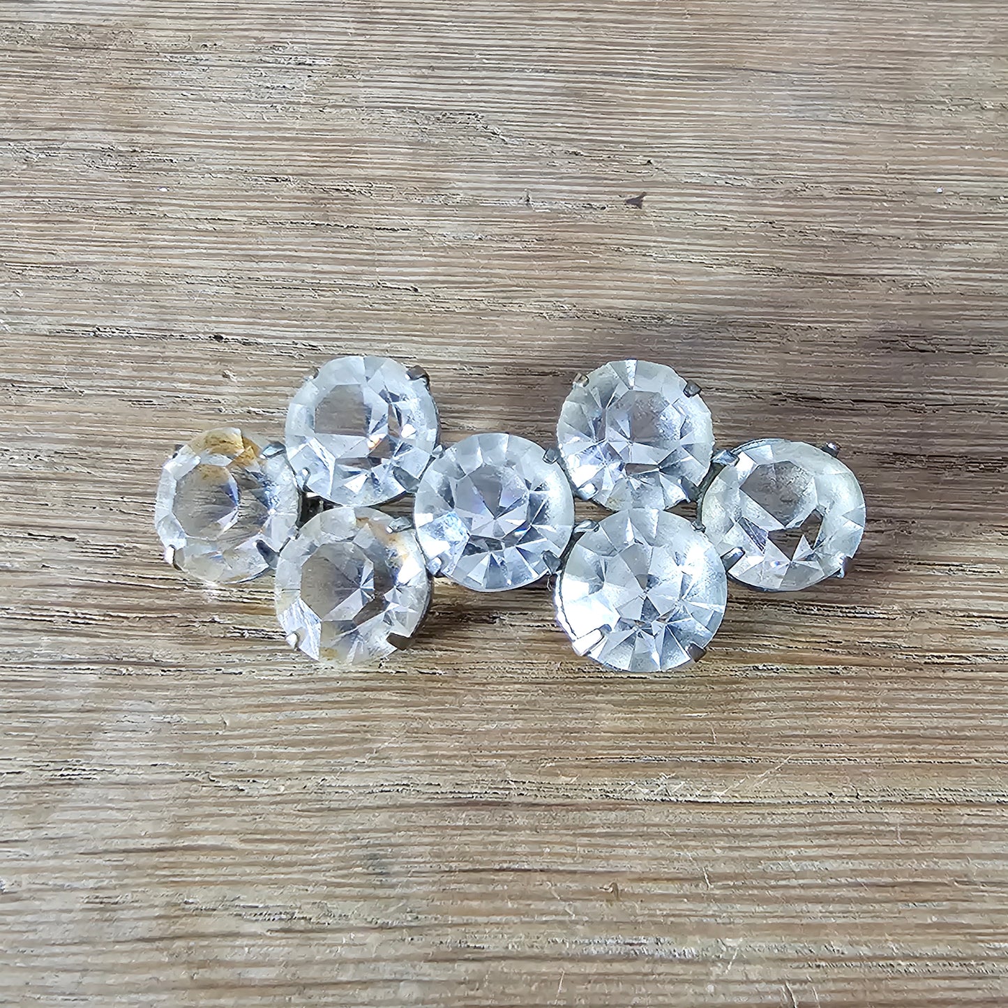 Victorian seven-stone faceted crystal cluster brooch