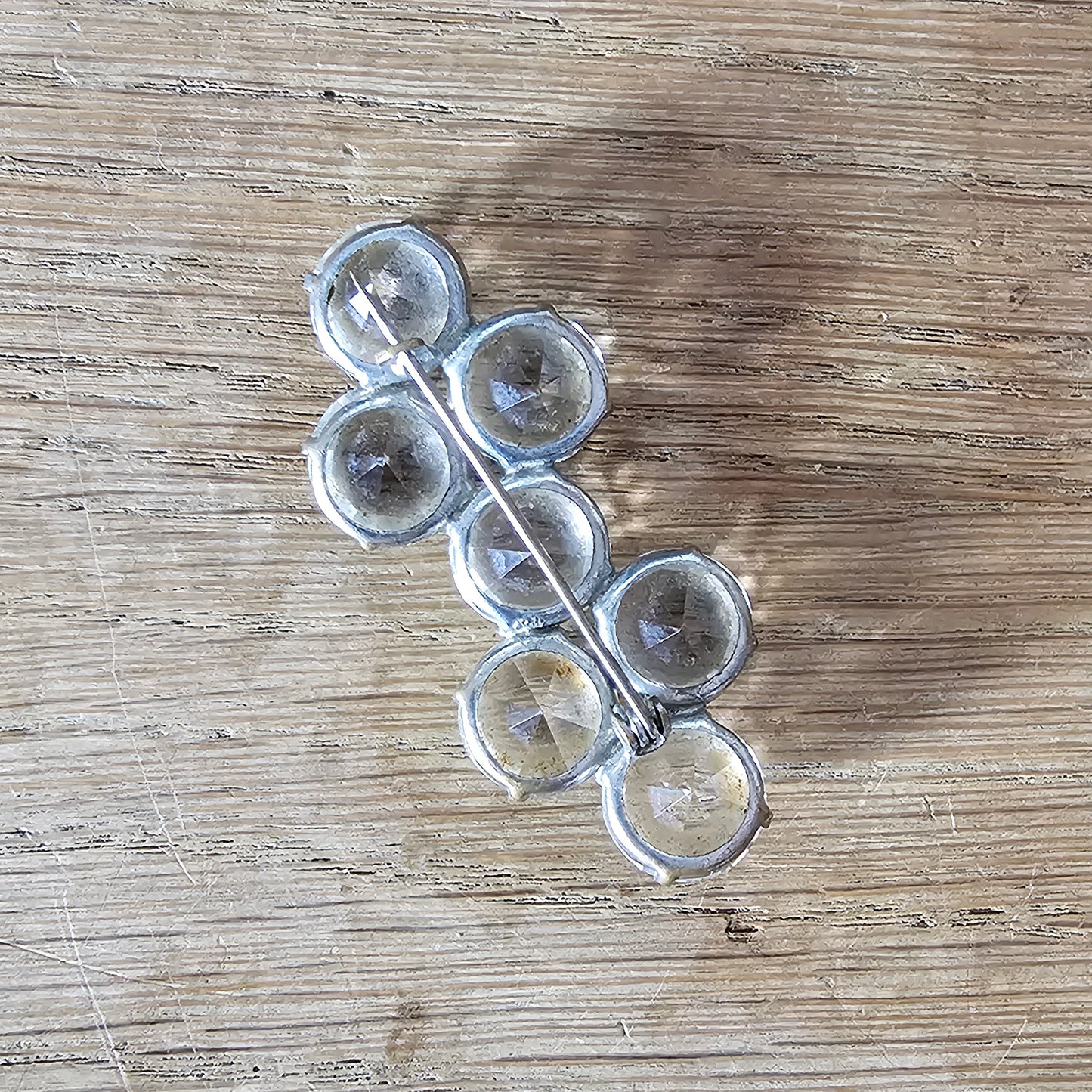 Victorian seven-stone faceted crystal cluster brooch