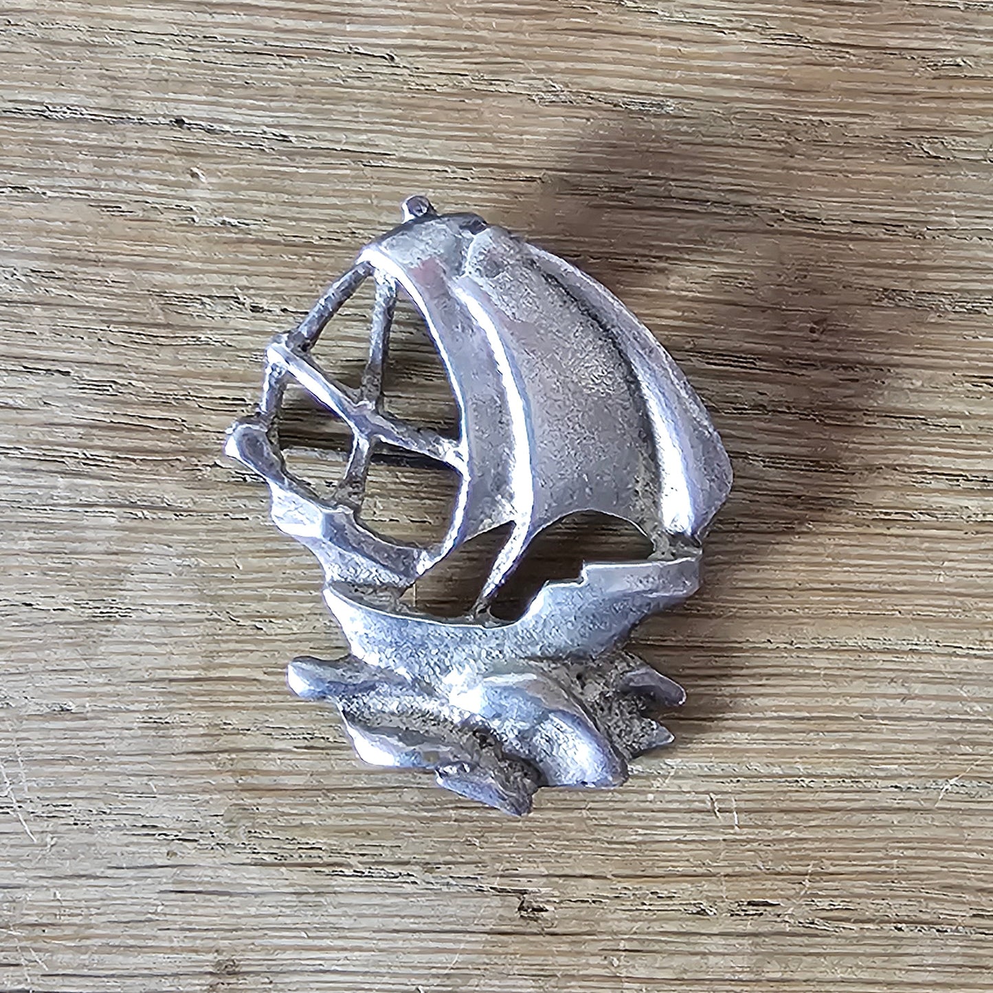 1930s/40s Arts & Crafts-style sterling silver galleon brooch