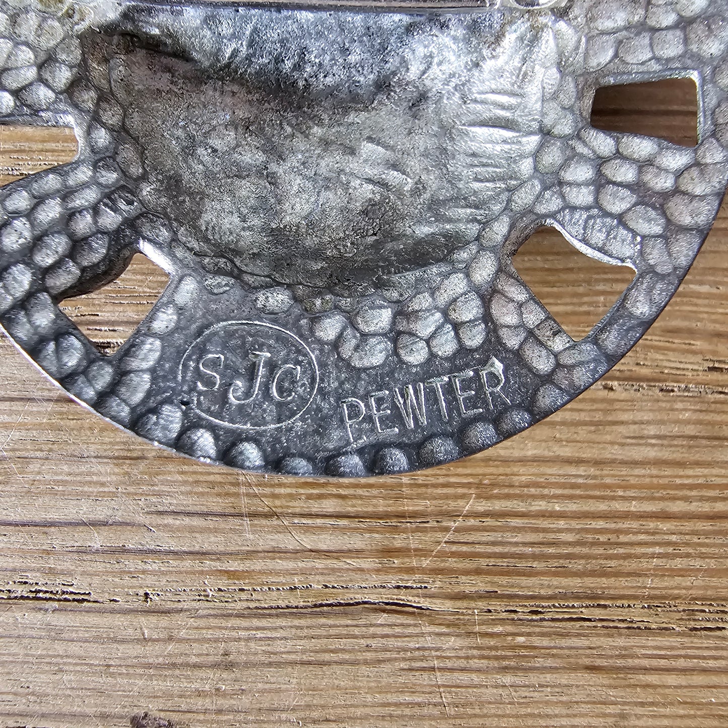 1970s St Justin Cornwall Celtic shield pewter brooch