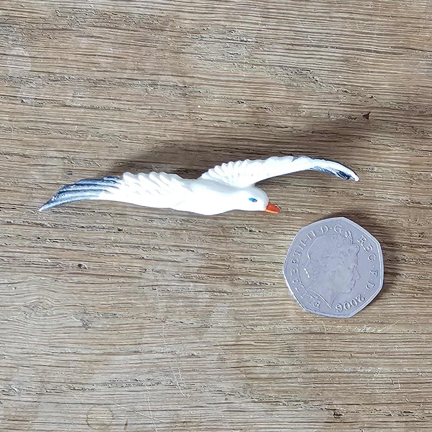 1940s celluloid seagull in flight brooch