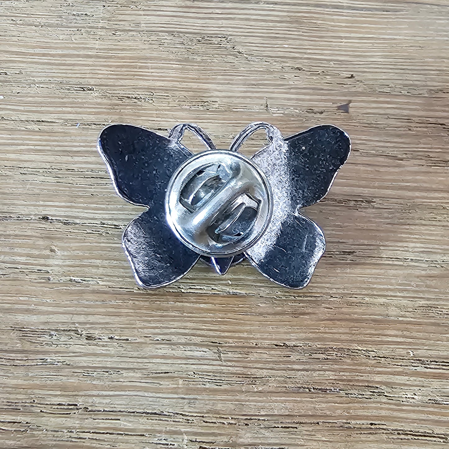 1970s Cornish Stone Shop silver-tone & Millefiori glass butterfly pin