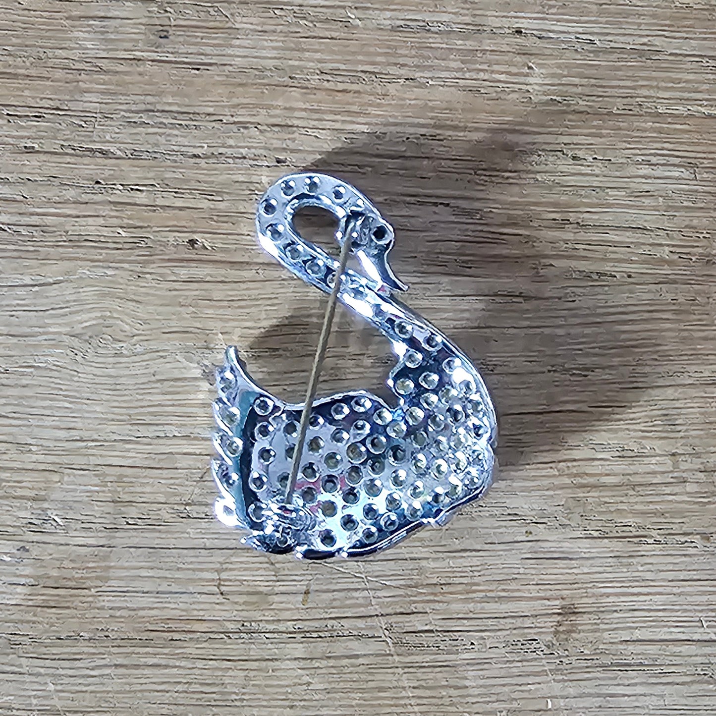 1950s/60s diamante & Aurora Borealis rhinestone swan brooch