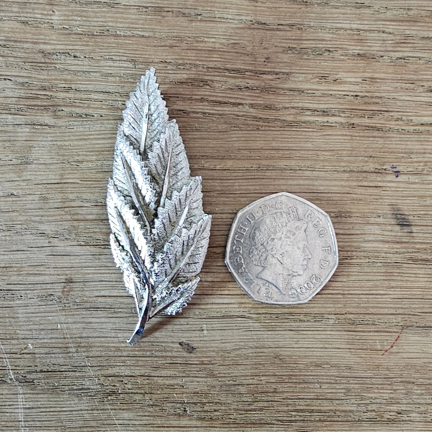 1960s silver-tone layered leaf spray brooch
