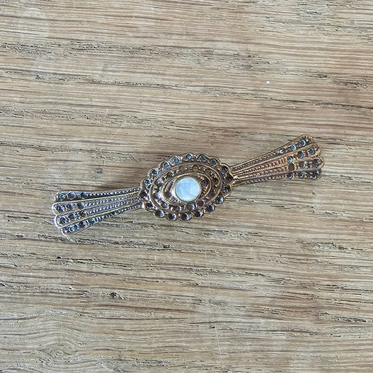 Art Deco sterling silver marcasite & abalone-effect bow brooch