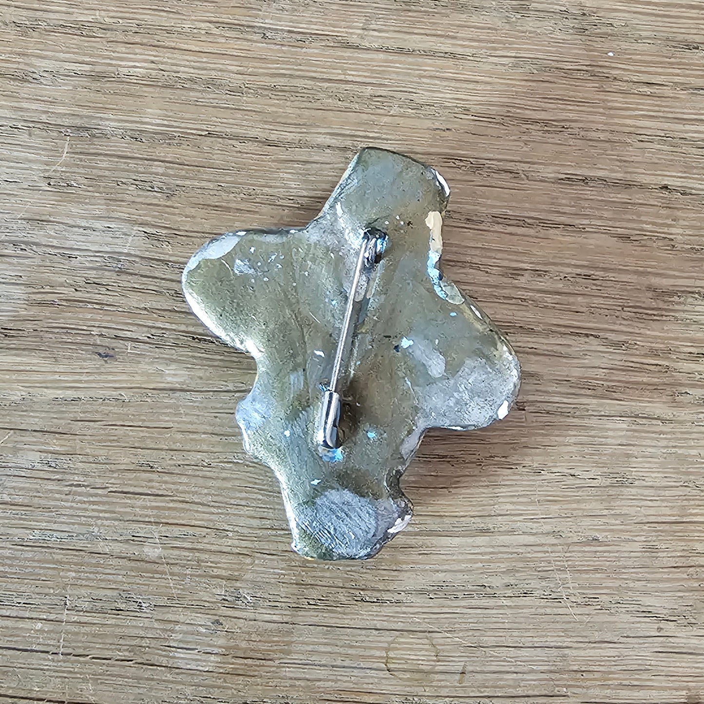 circa. 1940s gold-painted plaster/chalkware lady in hat head brooch