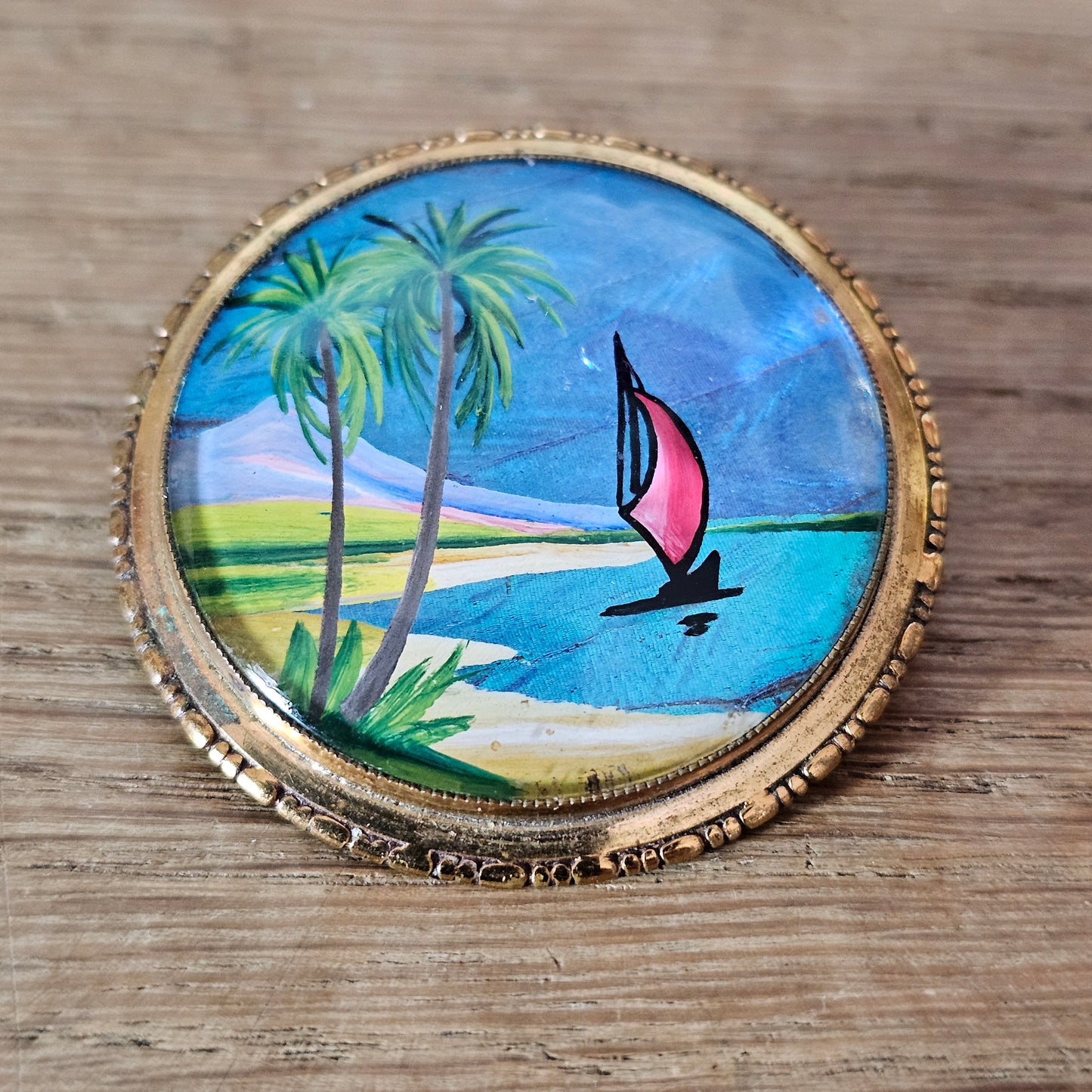 1950s TLM gold-tone painted butterfly wing brooch/pendant