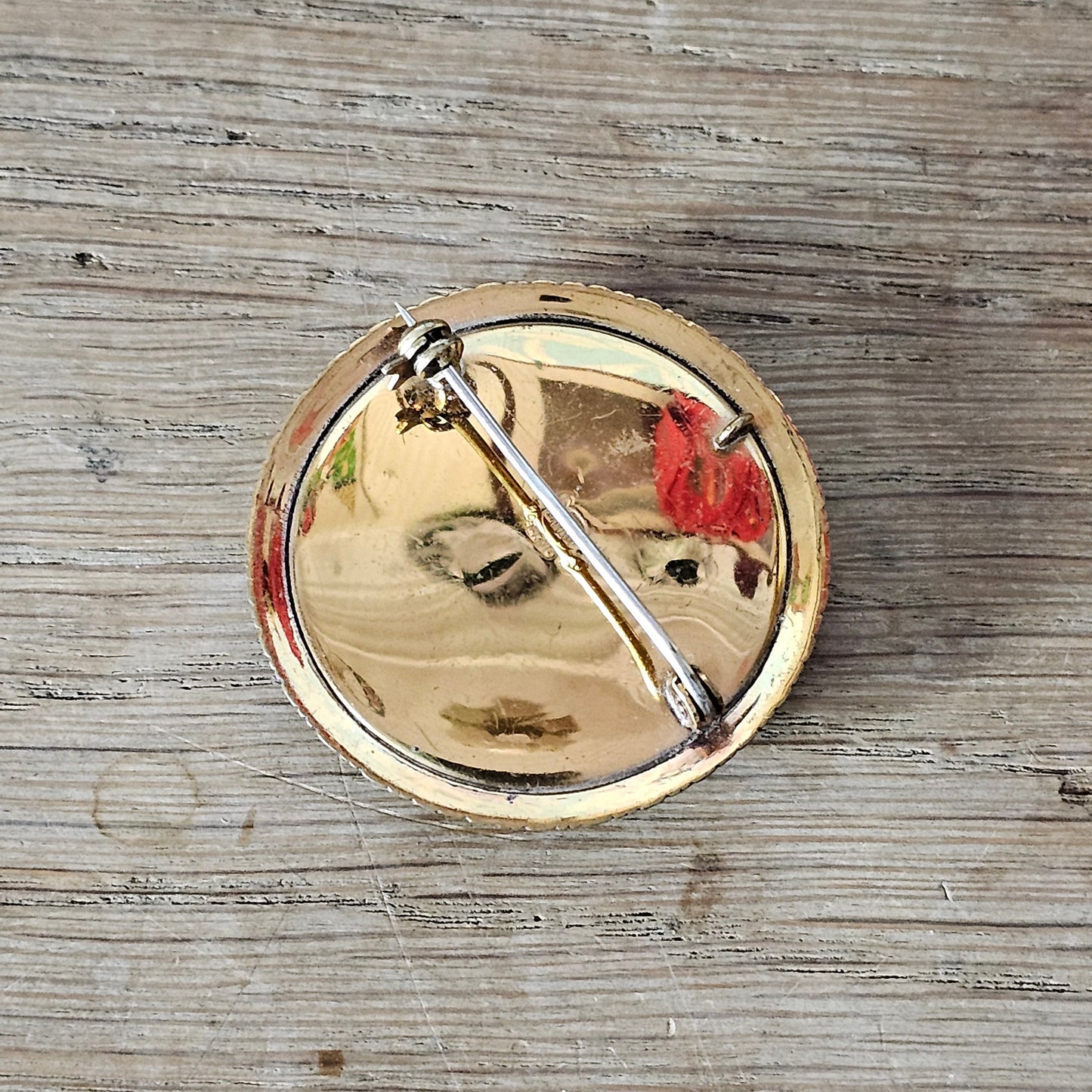 1950s TLM gold-tone painted butterfly wing brooch/pendant