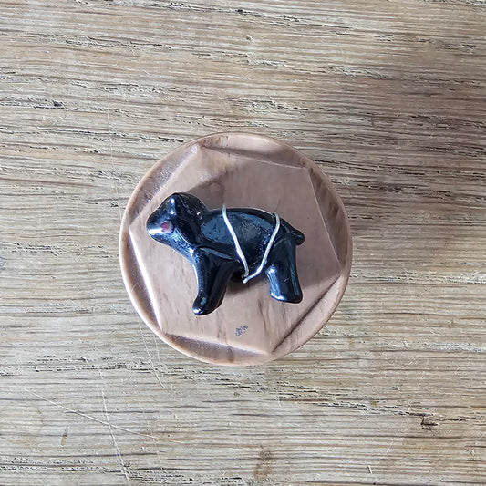 Home-made brooch using vintage glass animal & vintage plastic button