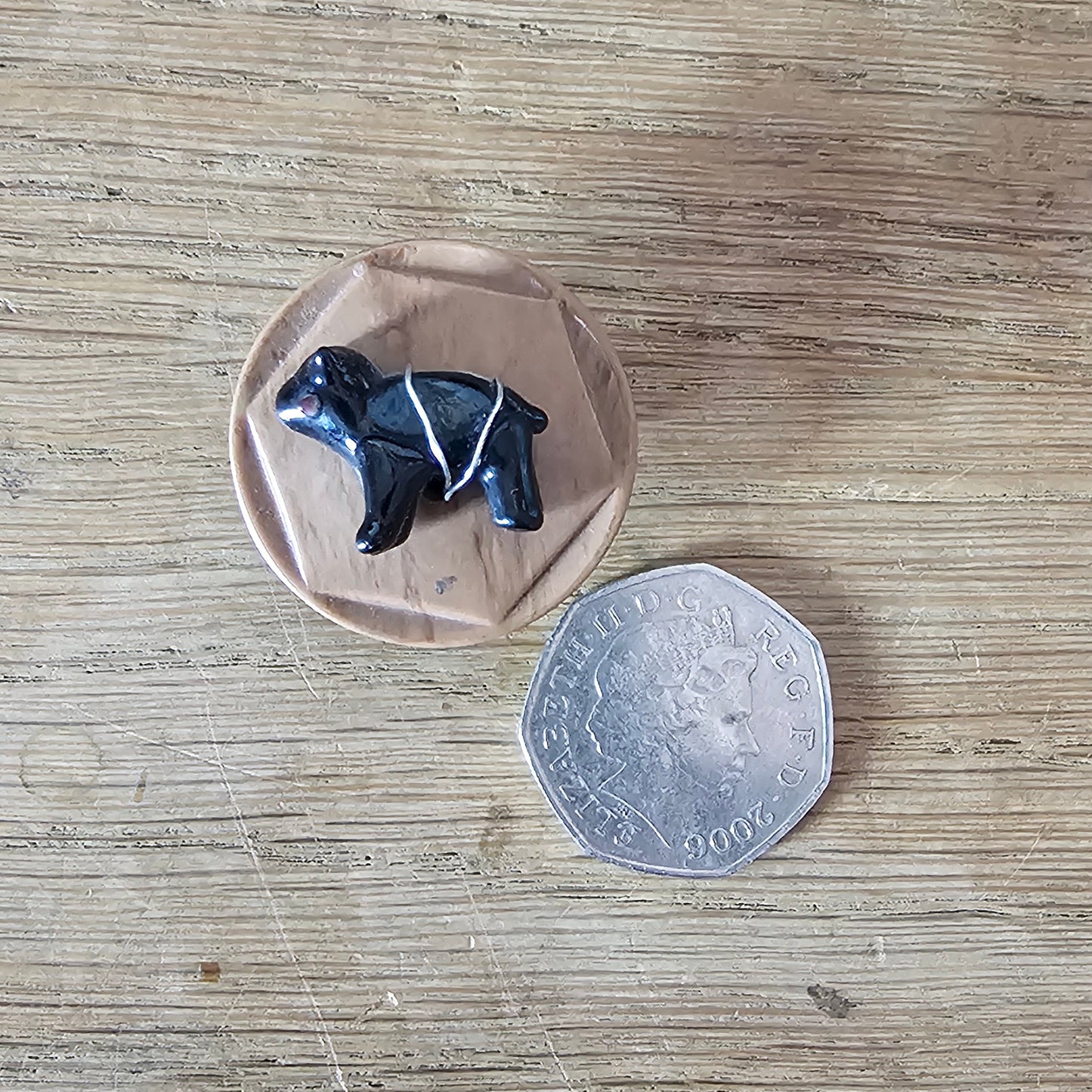 Home-made brooch using vintage glass animal & vintage plastic button