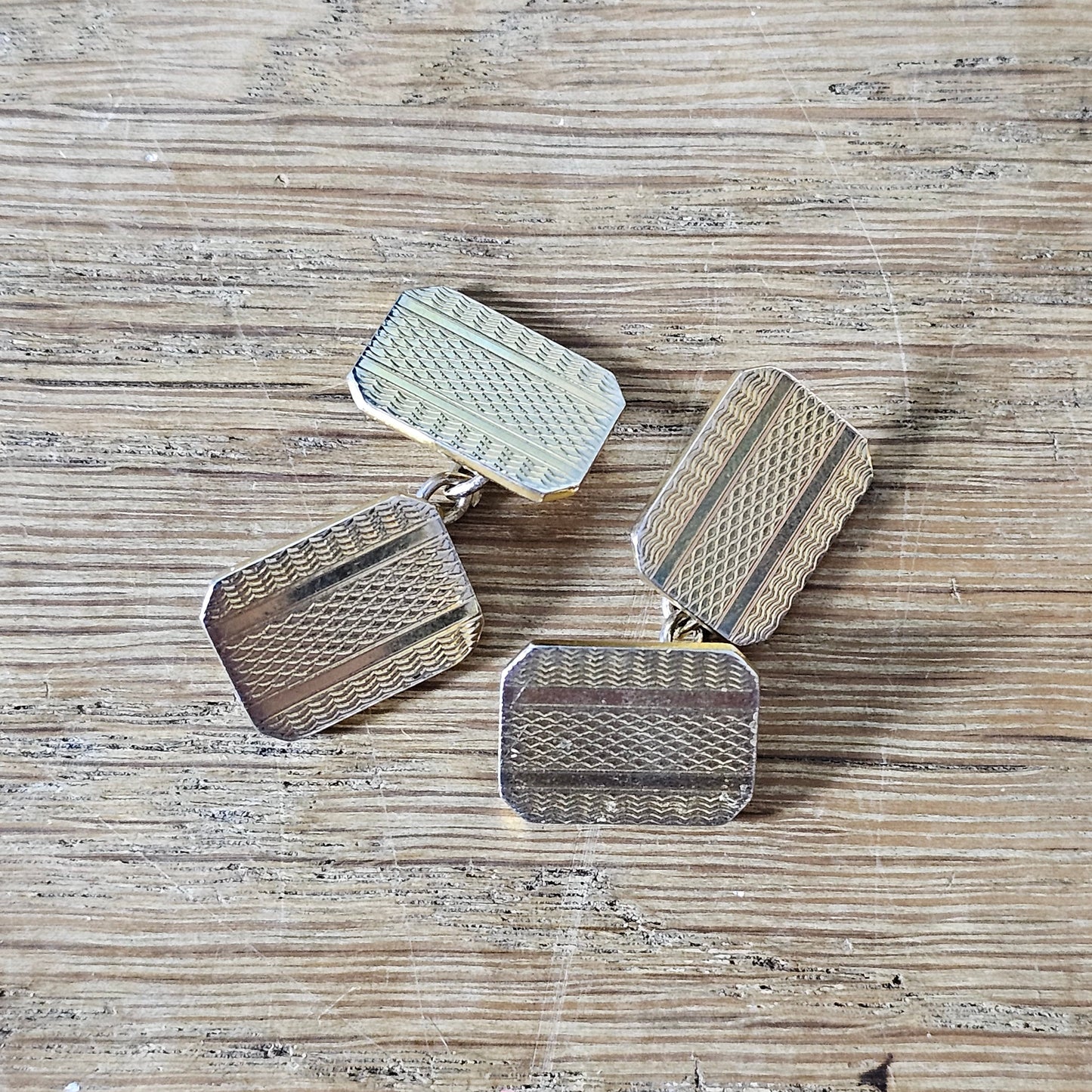 1950s/60s gold-tone engine turned cufflinks