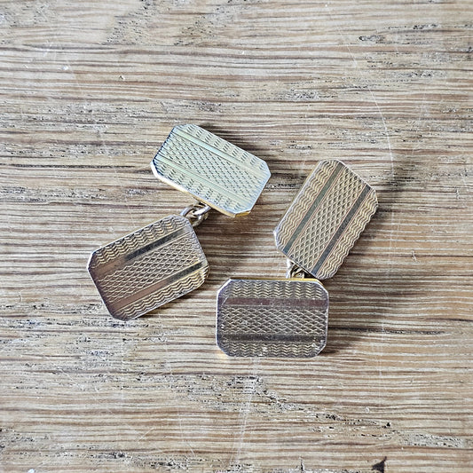 1950s/60s gold-tone engine turned cufflinks