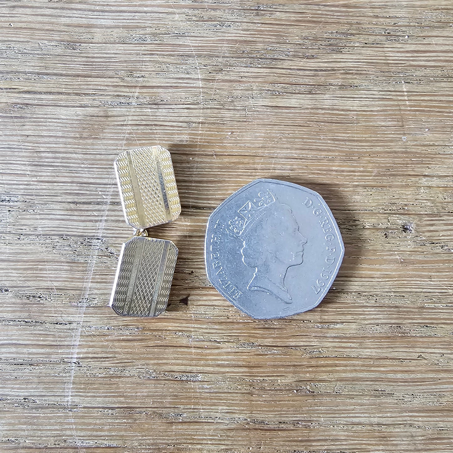 1950s/60s gold-tone engine turned cufflinks