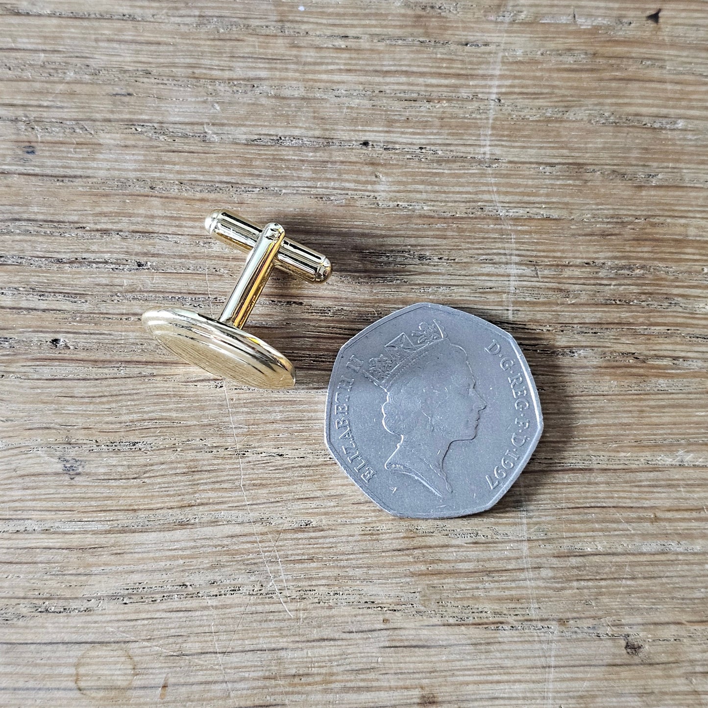 Y2K polished gold-tone oval cufflinks