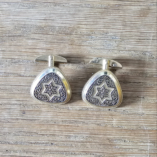 1960s/70s gold-tone & black enamel star motif cufflinks
