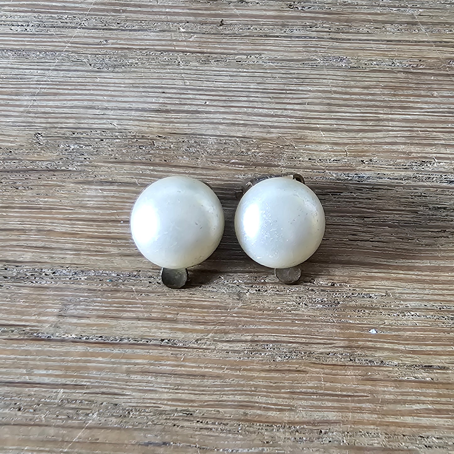 1950s/60s Made in England faux pearl clip on earrings