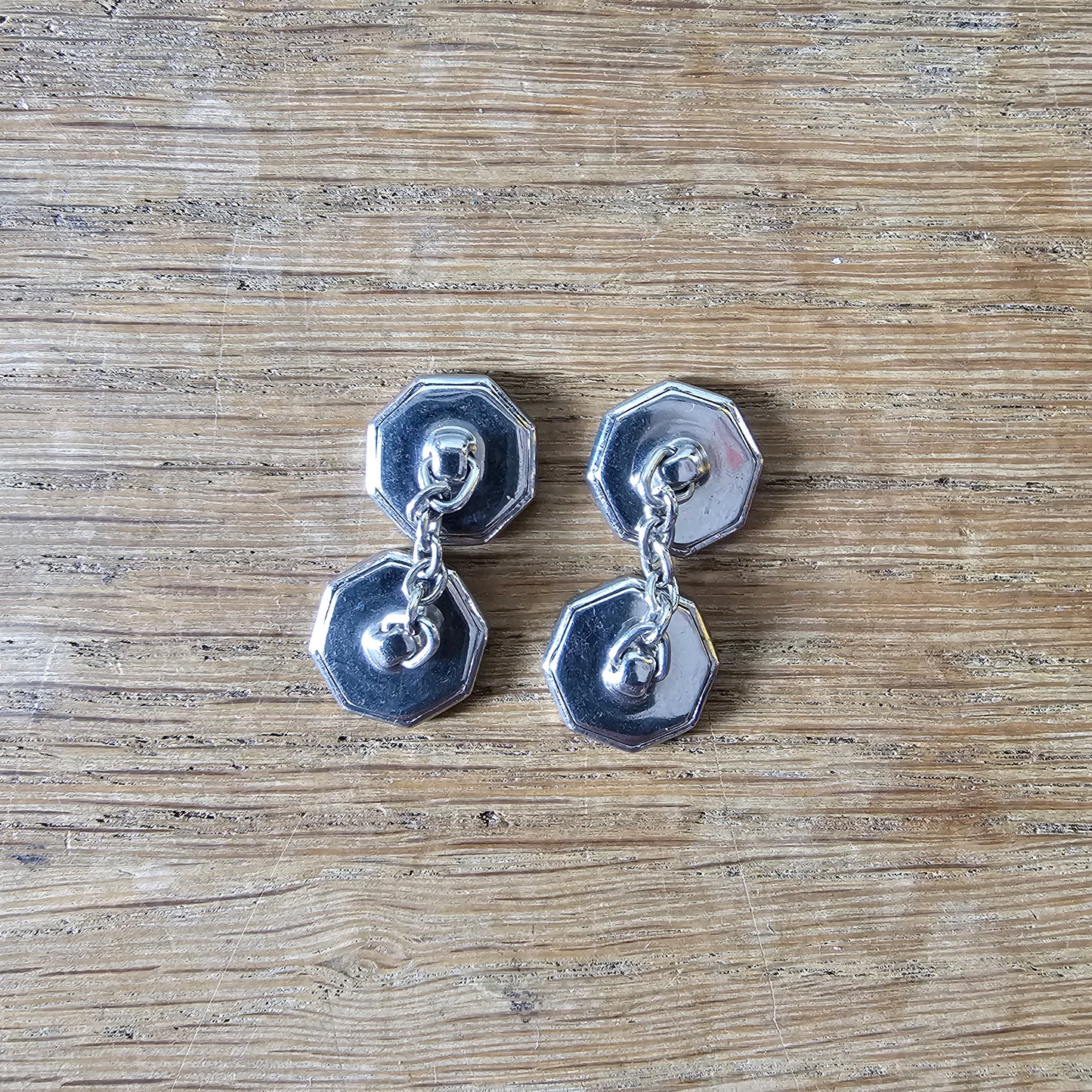 1930s silver-tone Mother-of-pearl octagonal dress stud & cufflink set