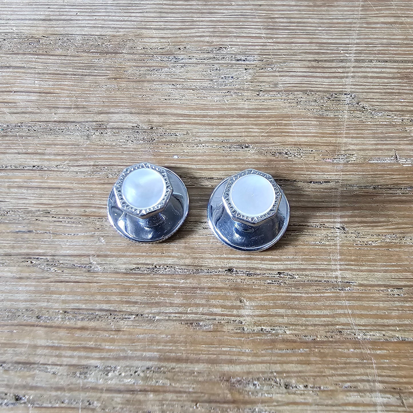 1930s silver-tone Mother-of-pearl octagonal dress stud & cufflink set