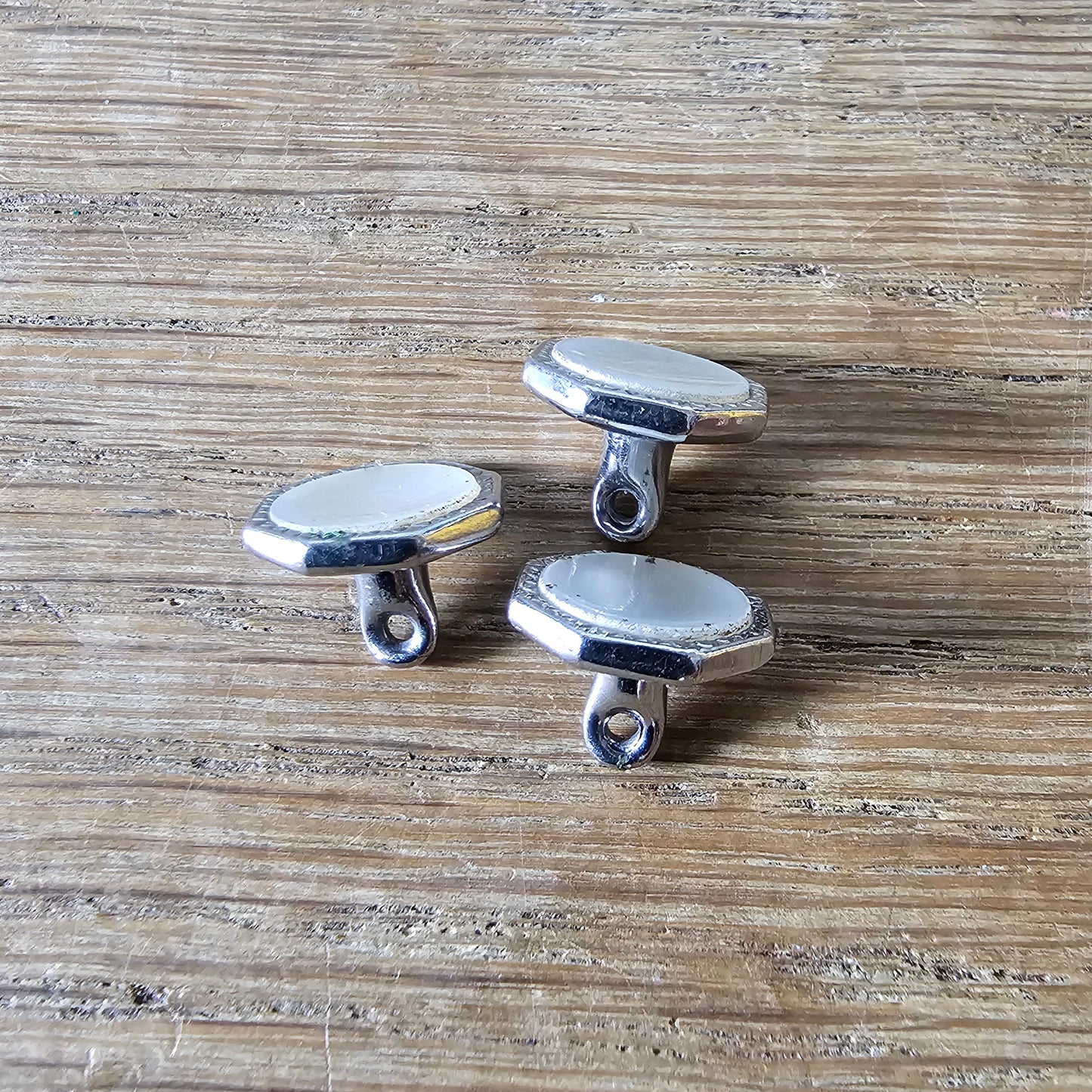 1930s silver-tone Mother-of-pearl octagonal dress stud & cufflink set