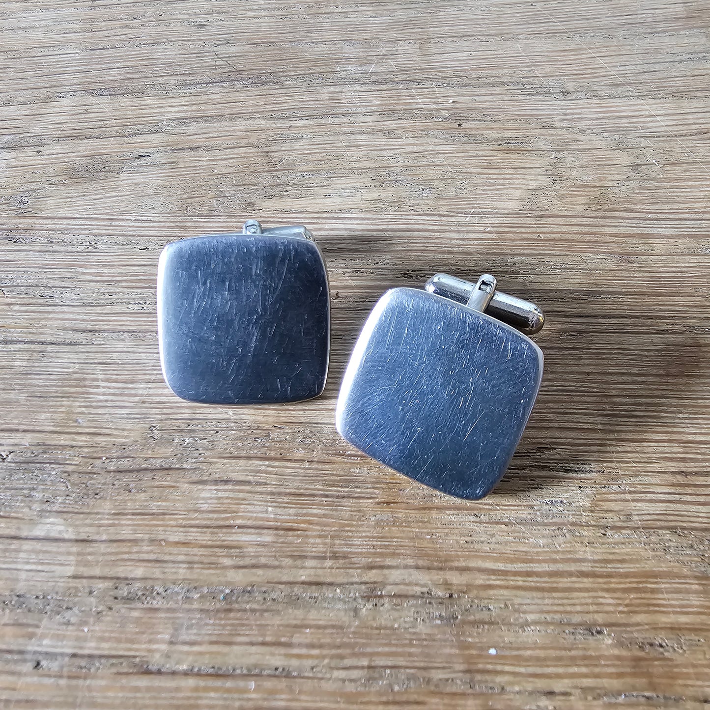 1960s/70s stainless steel square cufflinks