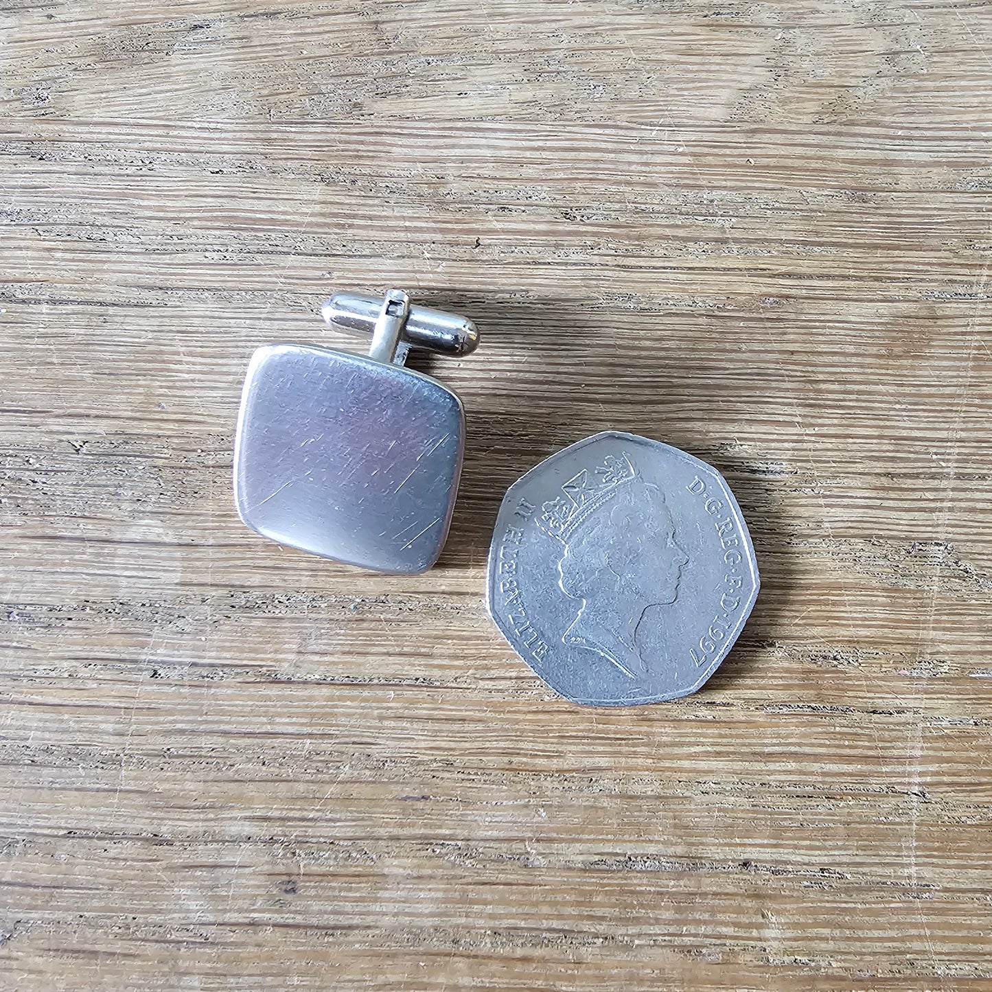 1960s/70s stainless steel square cufflinks