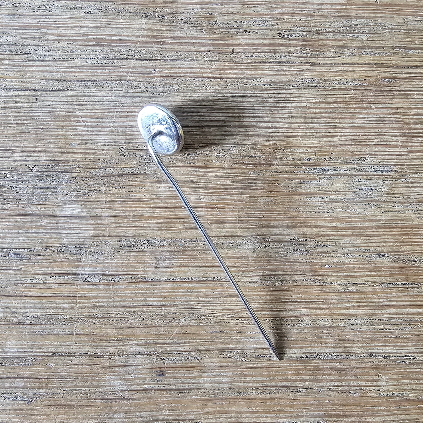 Art Deco cobalt blue glass cabochon silver-tone stick pin