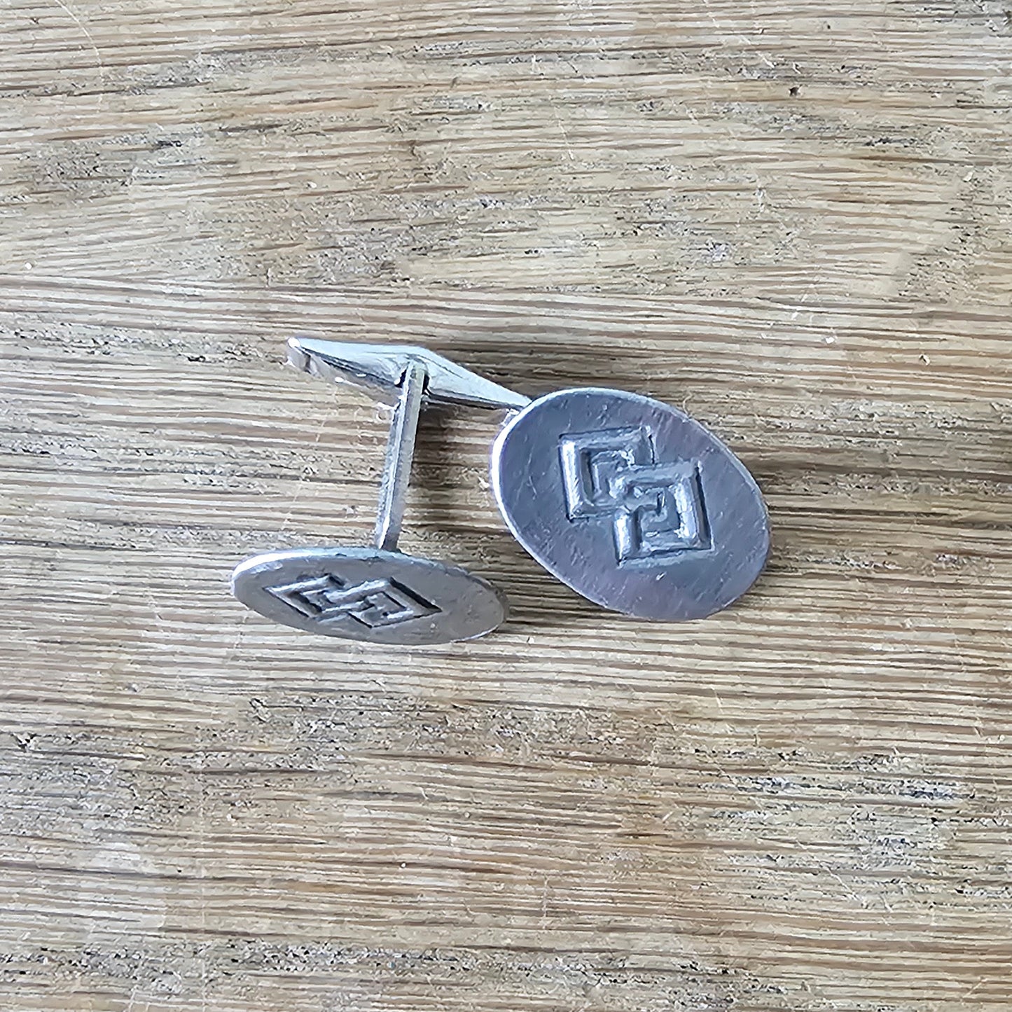 1960s/70s silver-tone metal layered geometric cufflinks