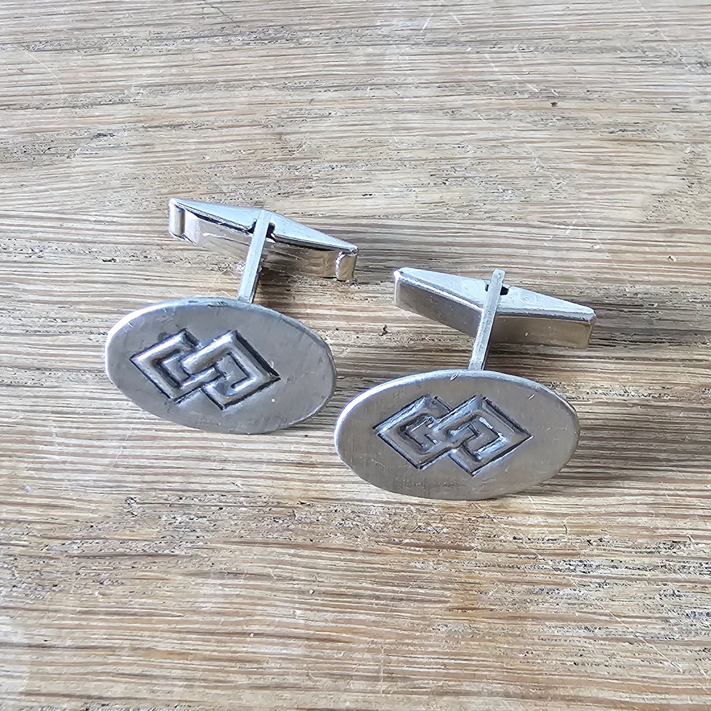 1960s/70s silver-tone metal layered geometric cufflinks