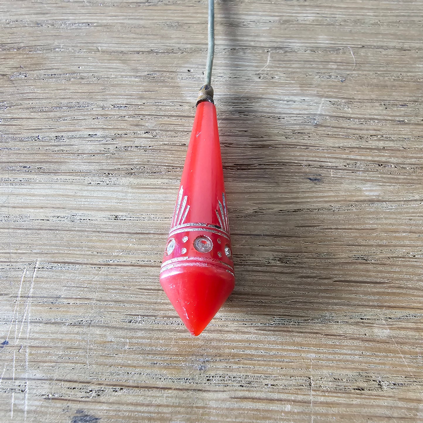 Art deco red Bakelite & diamante hat pin