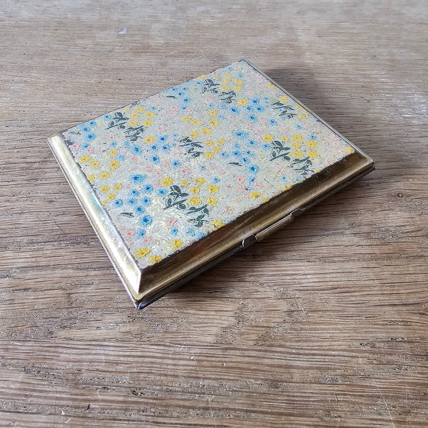 1950s/60s floral enamelled powder compact mirror