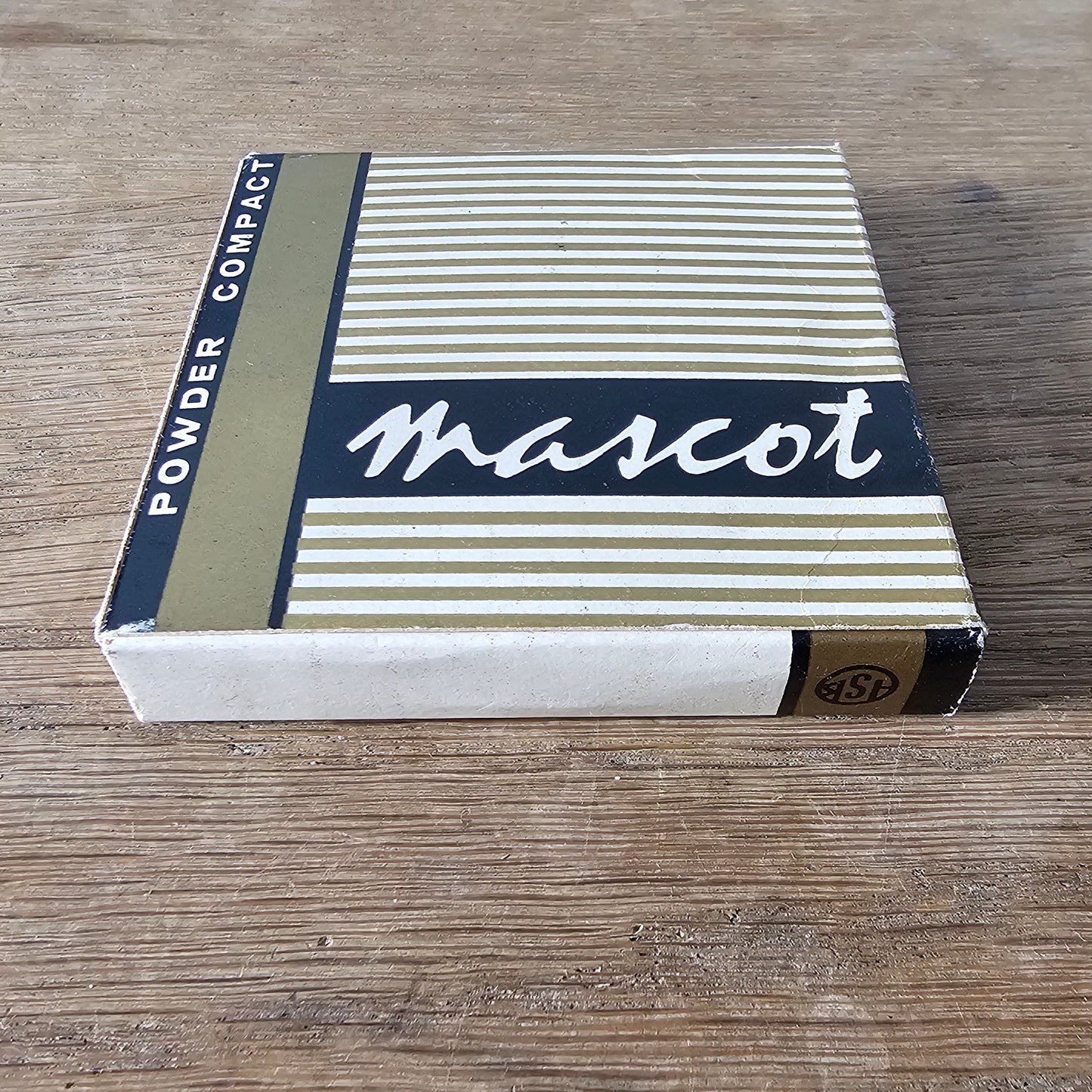 1960s unused Mascot gold-tone floral powder compact