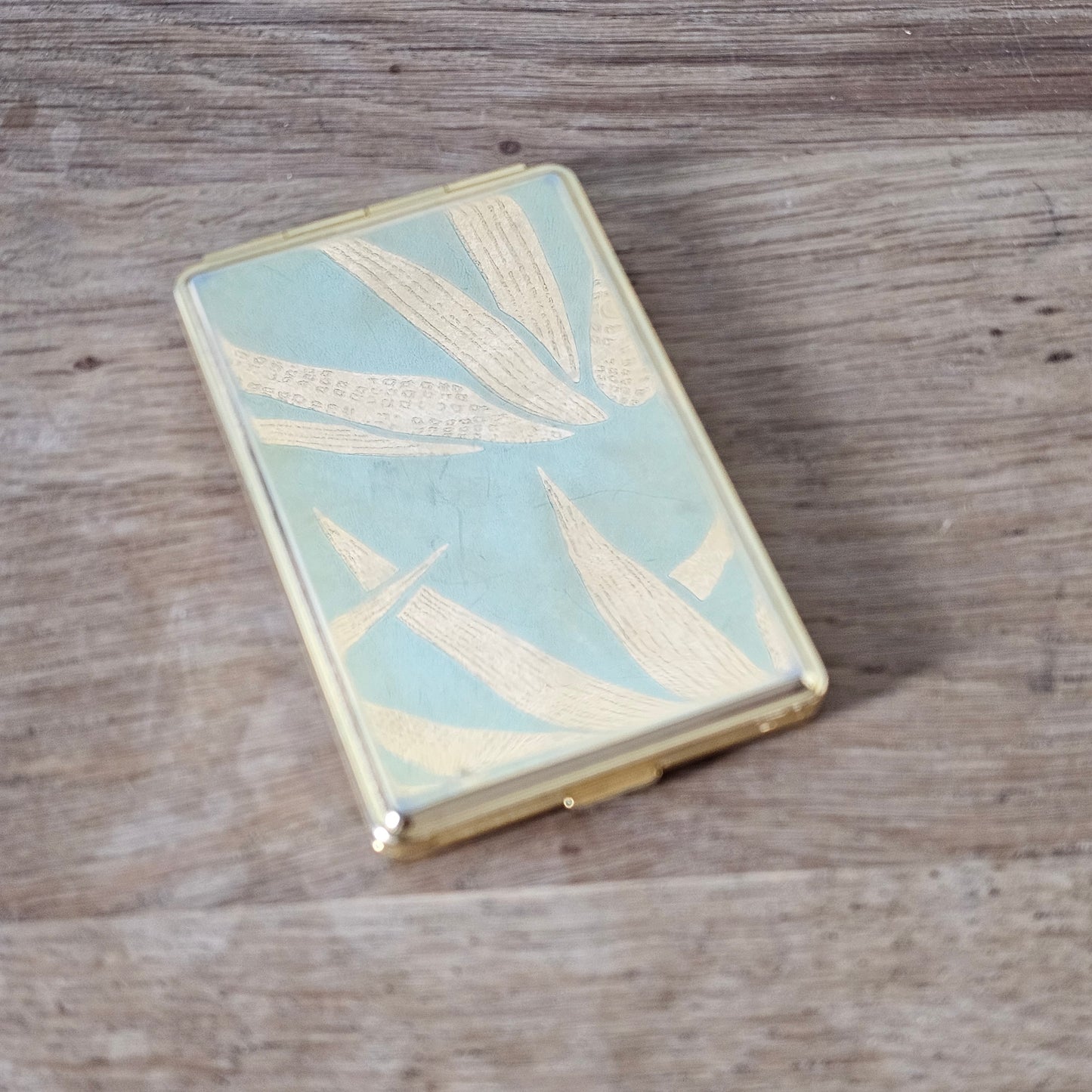 1960/70s gold-tone mirrored address book compact
