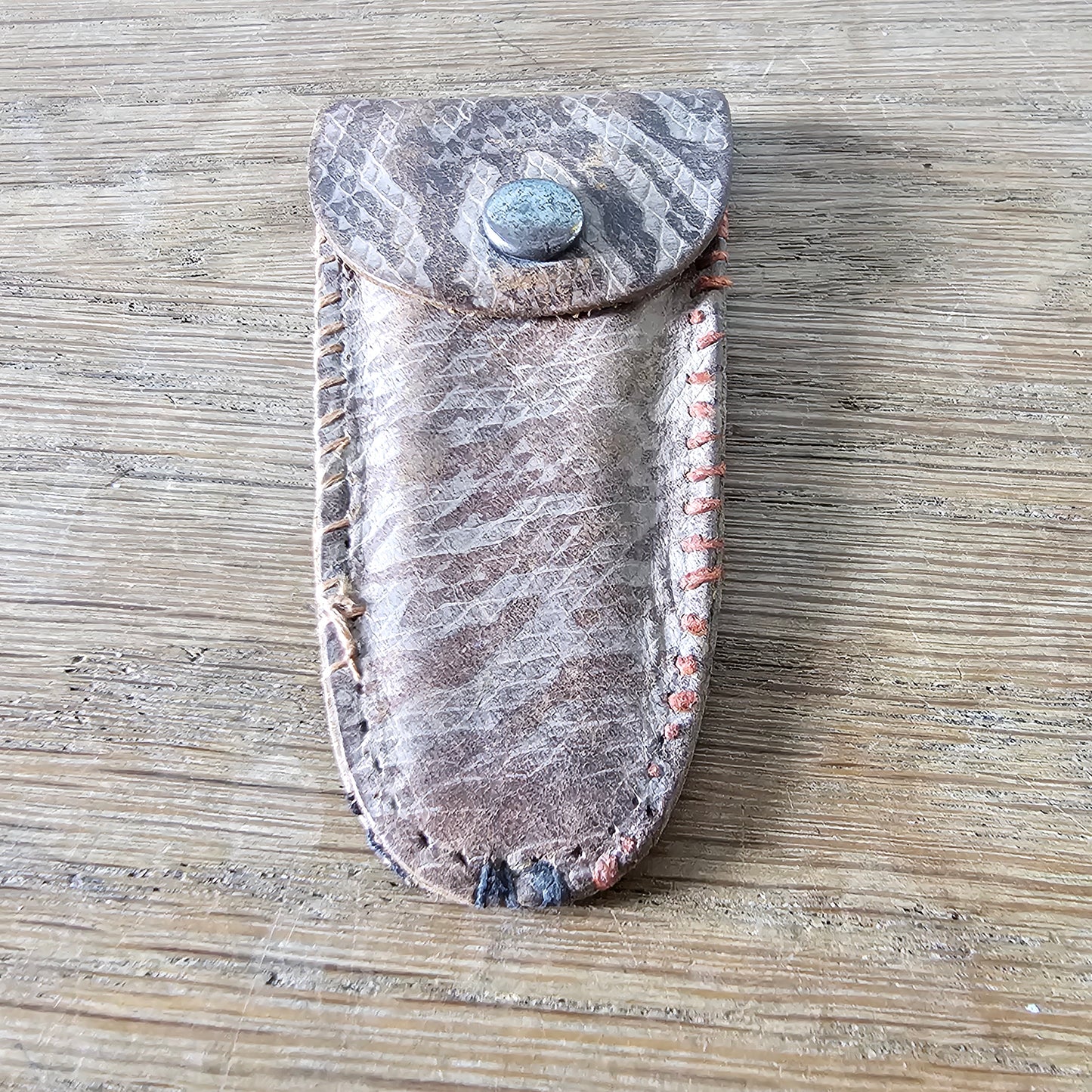 circa. 1940s miniature Bakelite manicure set with faux snakeskin leather pouch