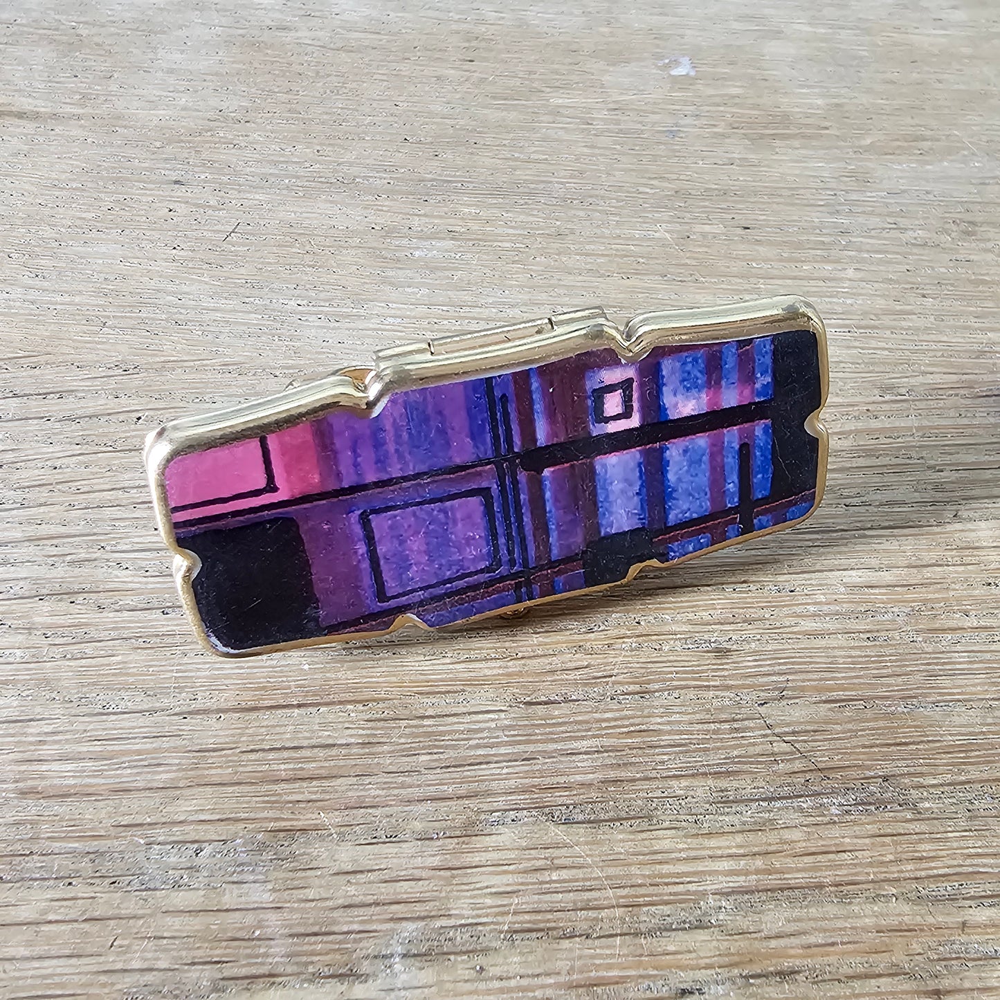 1960s/70s Stratton Lipview abstract pattern handbag mirror & lipstick holder