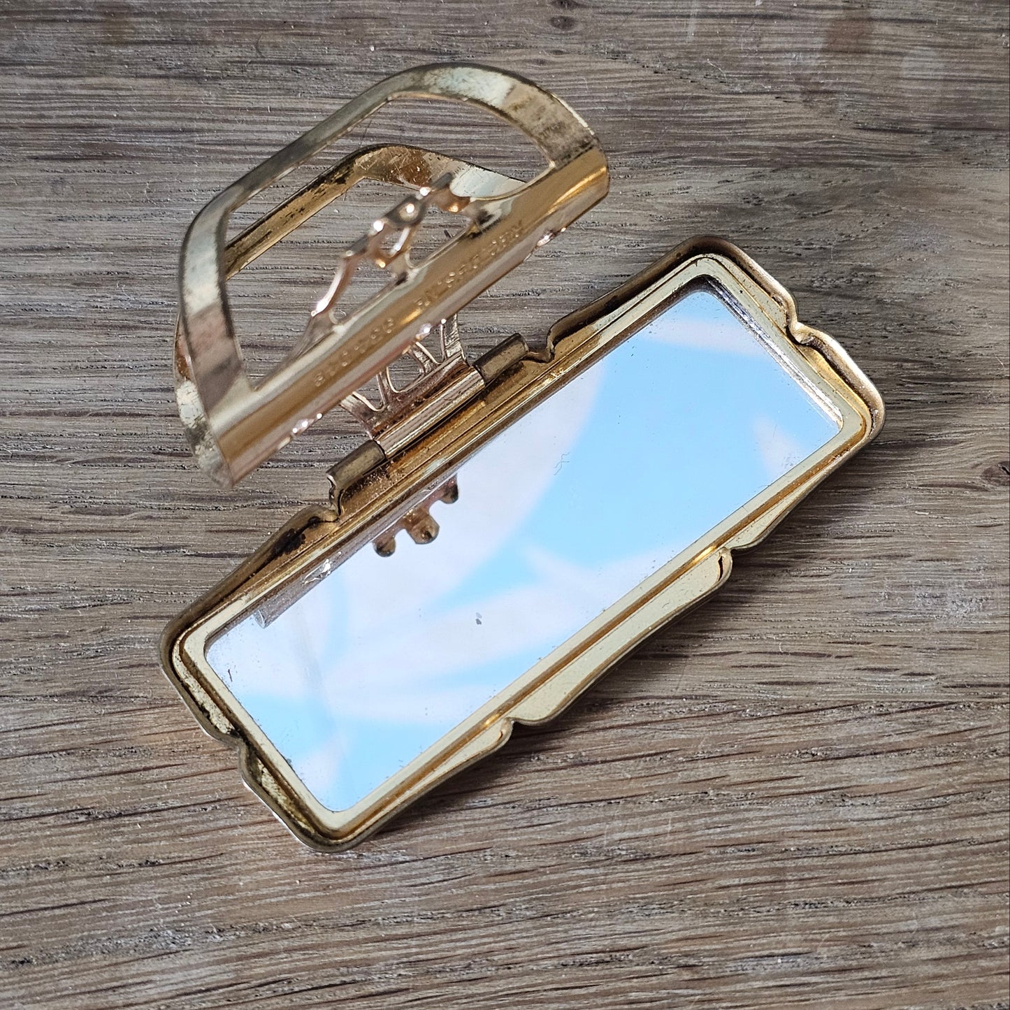 1960s/70s Stratton Lipview abstract pattern handbag mirror & lipstick holder