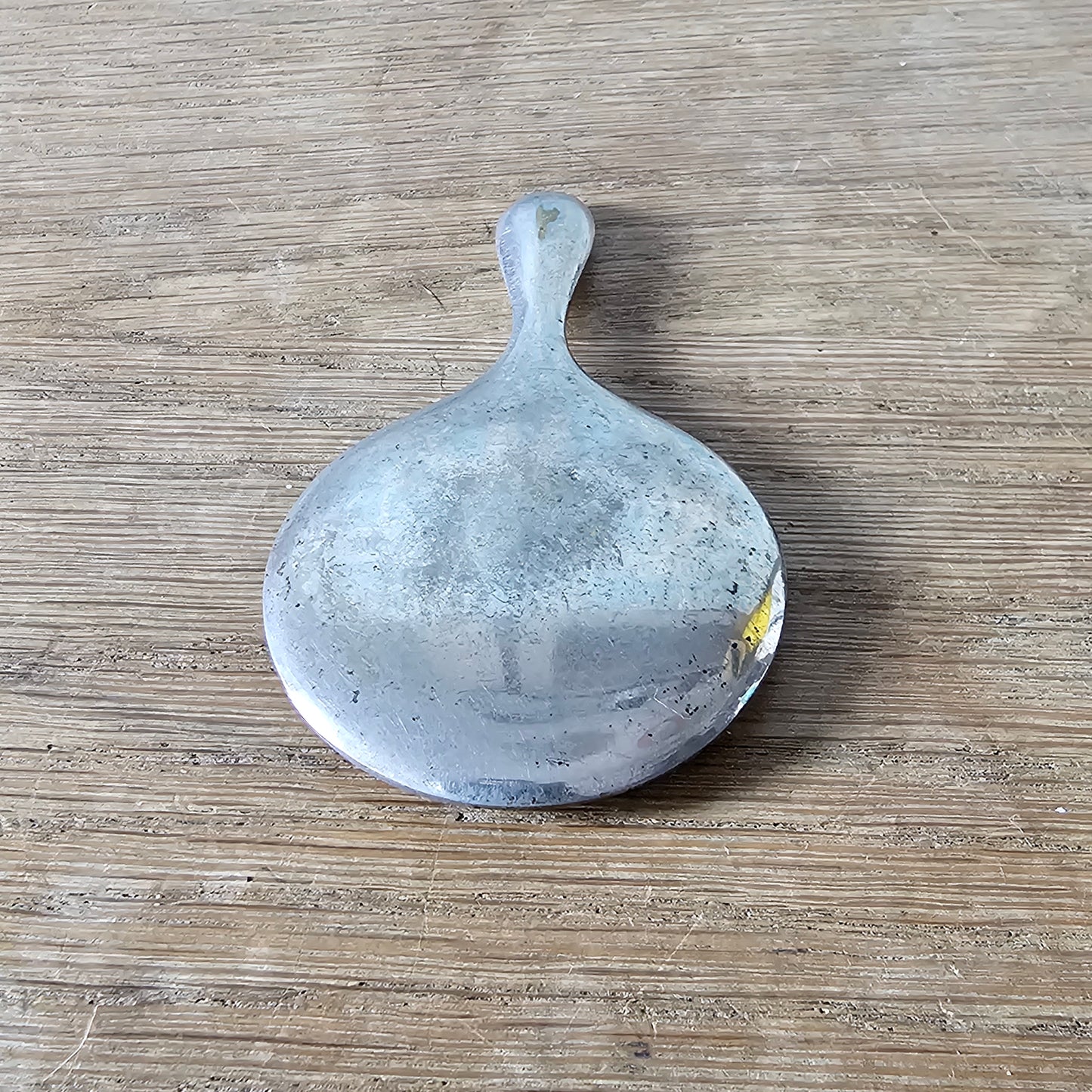 circa. 1940s silver-tone handbag mirror with original leather pouch