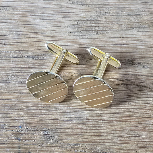1960s gold-tone striped oval cufflinks