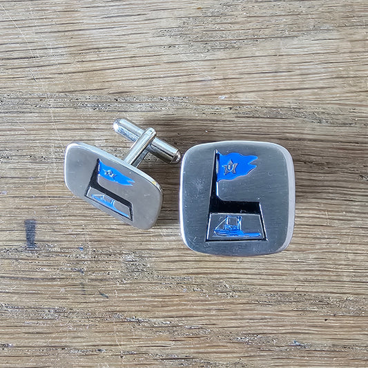1960s stainless steel enamel trawler cufflinks