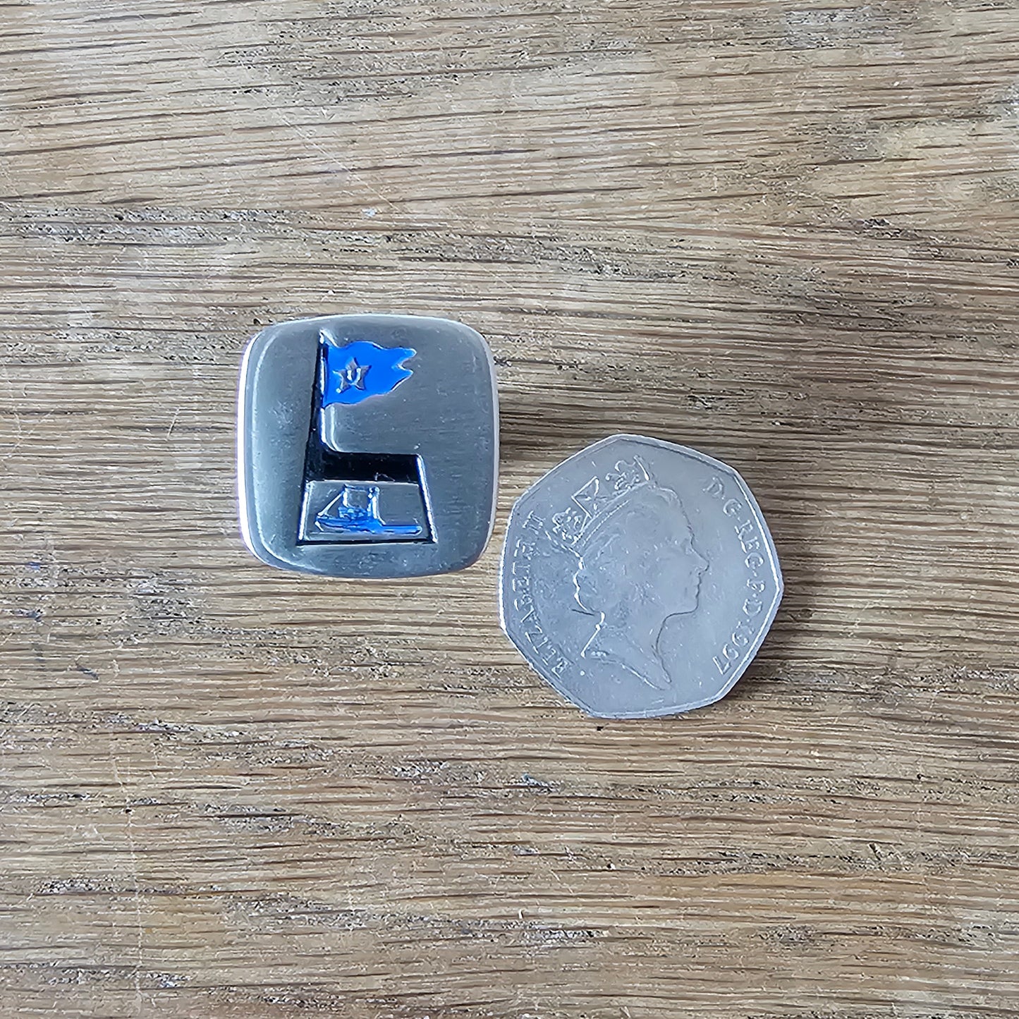 1960s stainless steel enamel trawler cufflinks