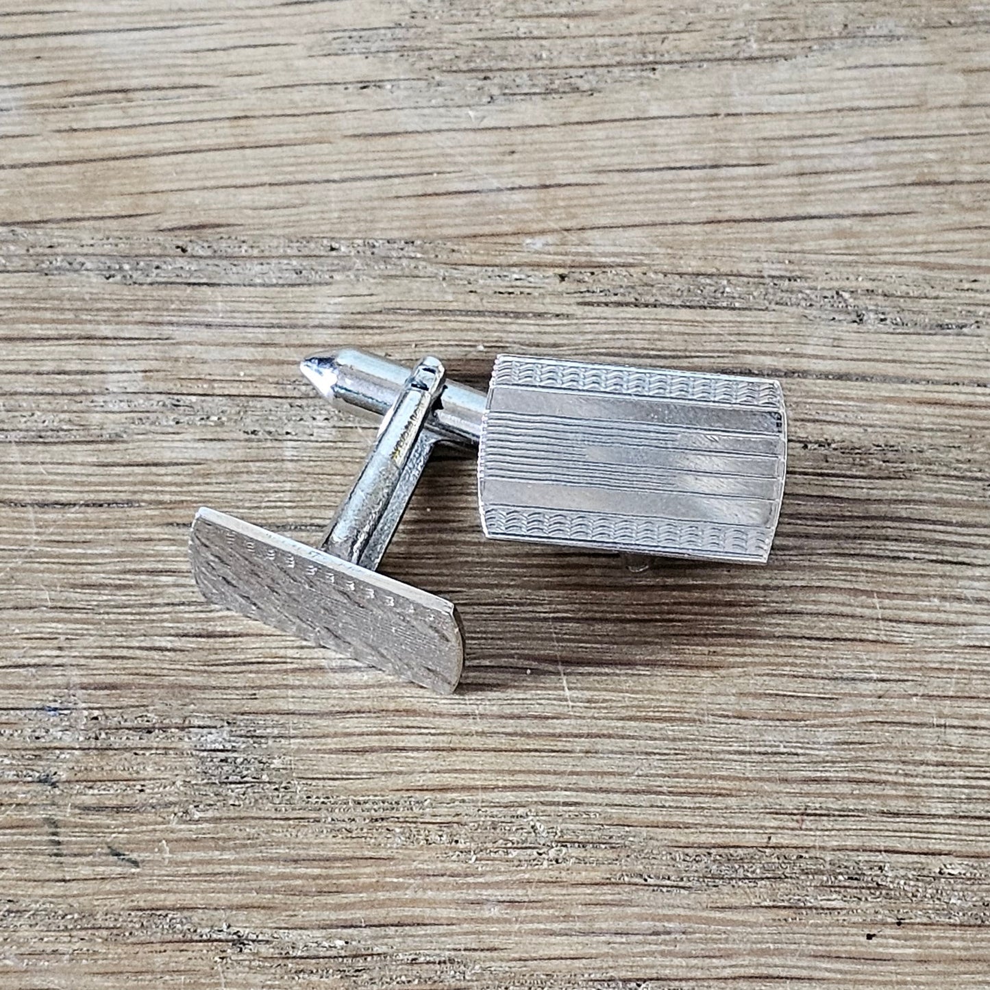 1960s Lambourne silver-tone etched rectangular cufflinks