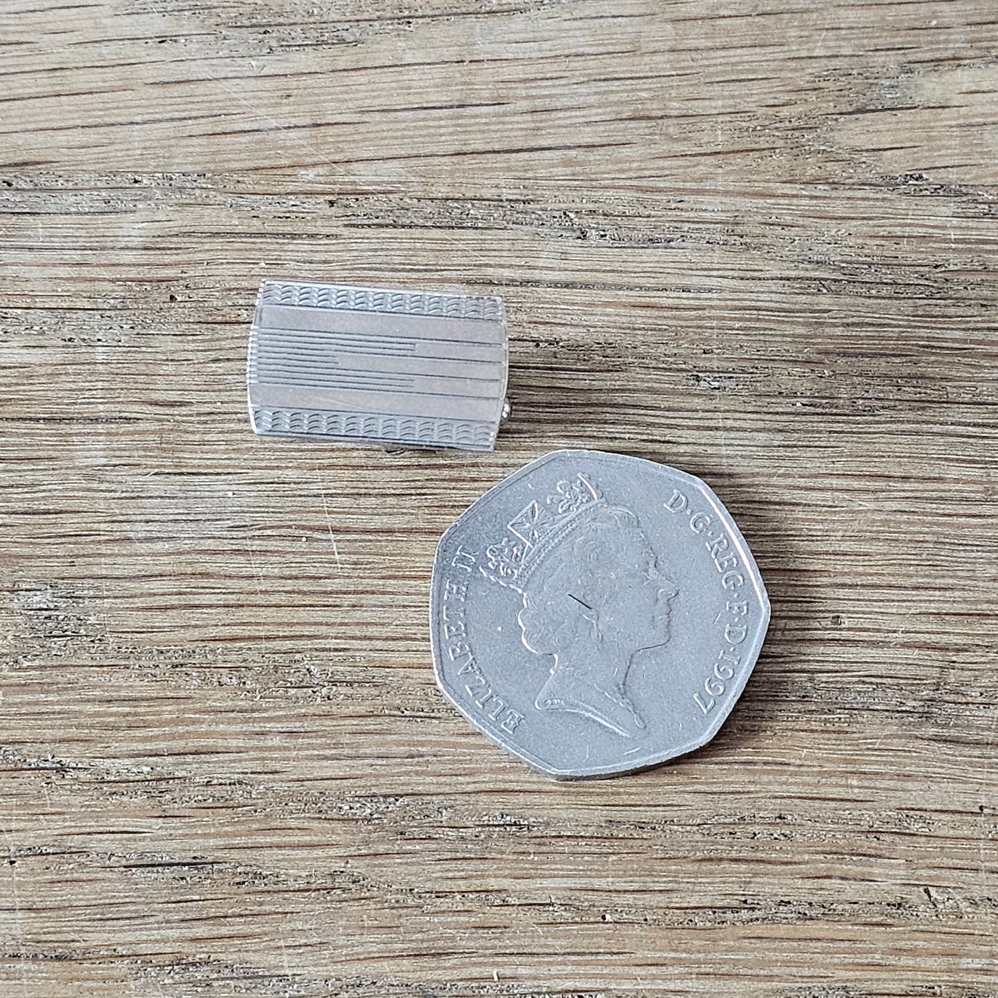 1960s Lambourne silver-tone etched rectangular cufflinks